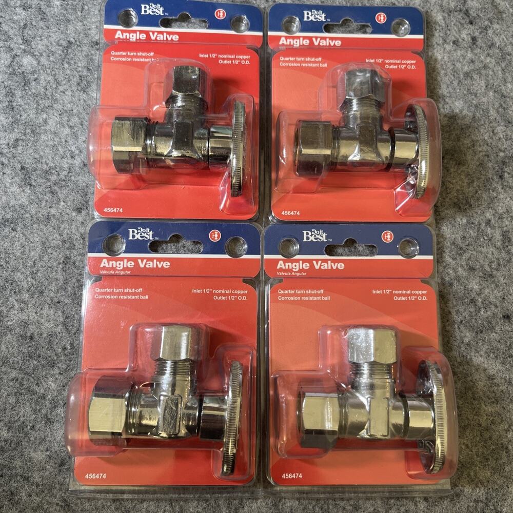 4pk Do it Best 5/8 In. OD x 1/2 In. OD Quarter Turn Angle Valve B62-1PCLF